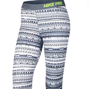 Nike Pro Hyper Warm Dri-Fit Gray and White Patterned Leggings Size XS